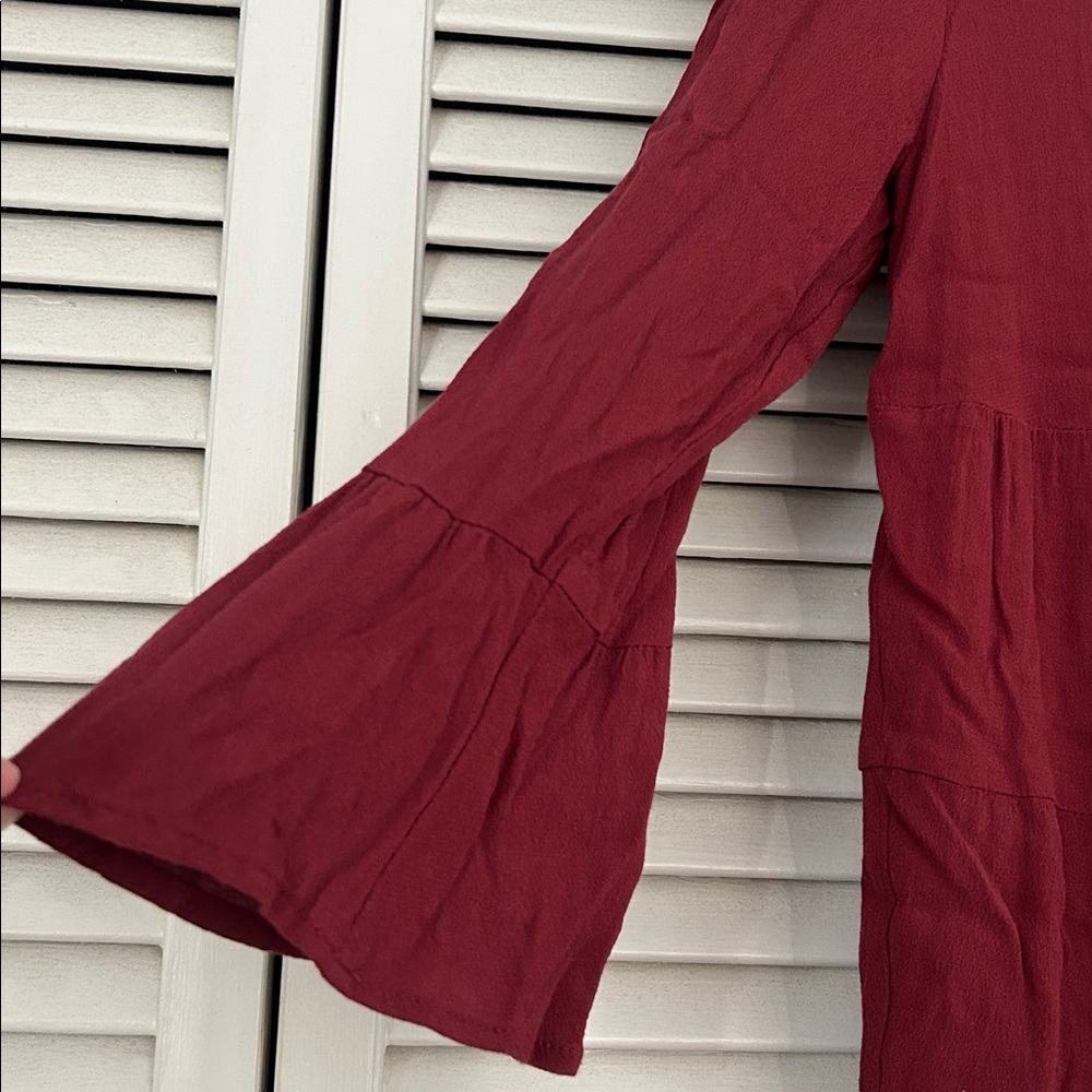 Burgundy Ruffle Dress - Picture 2 of 2